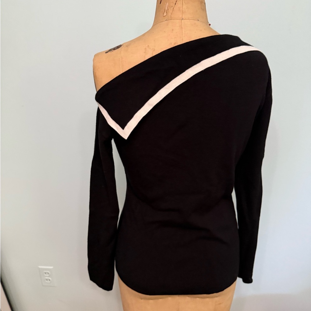 INC International Concepts Black Sweater with White Accents